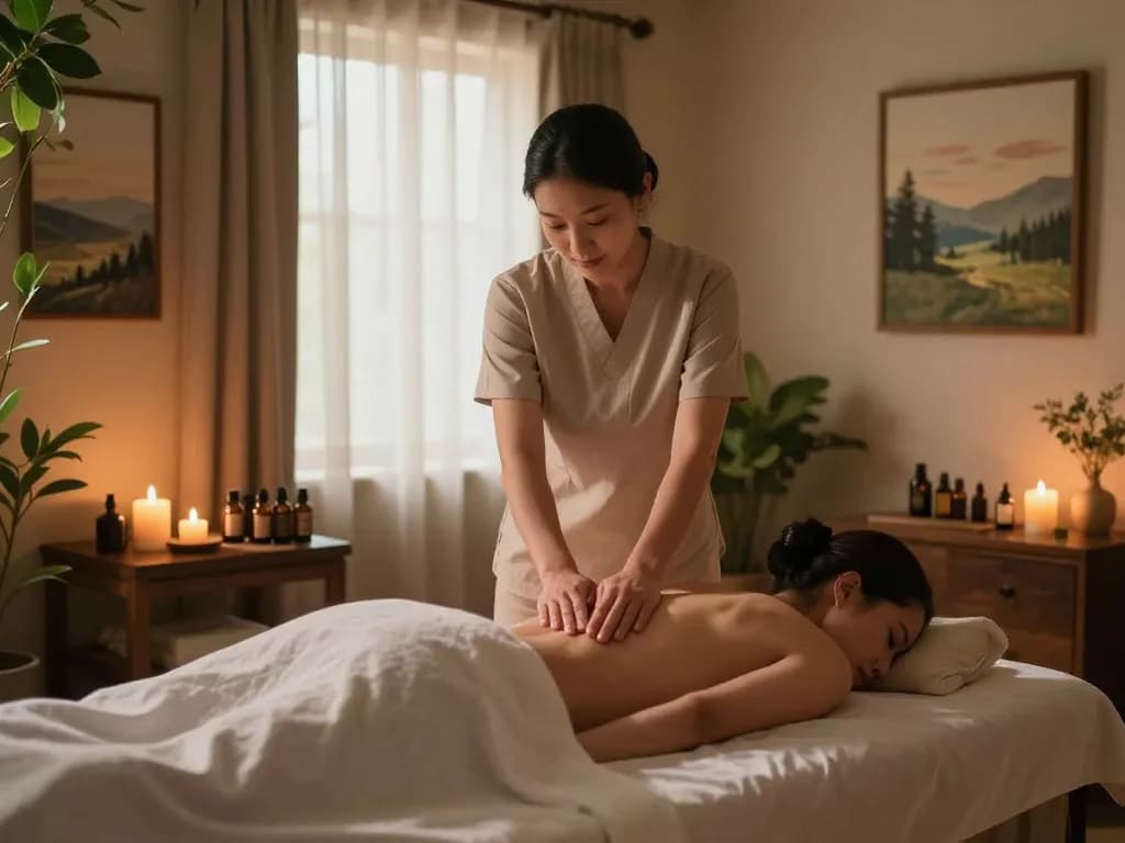 Relaxing Swedish massage experience at https://www.makangs.com/region/국내/서울-/마사지-스웨디시, showcasing a serene spa room and expert therapist.