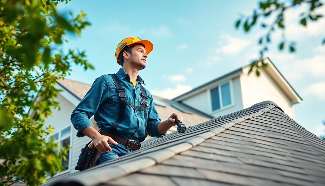 Inspecting high-quality roofing solutions on a residential property with detailed focus.