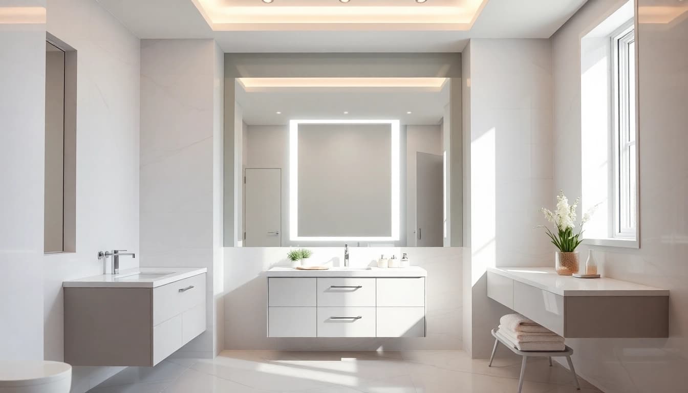Enhance your space with a stylish bathroom cabinet with mirror and light, featuring elegant design elements.