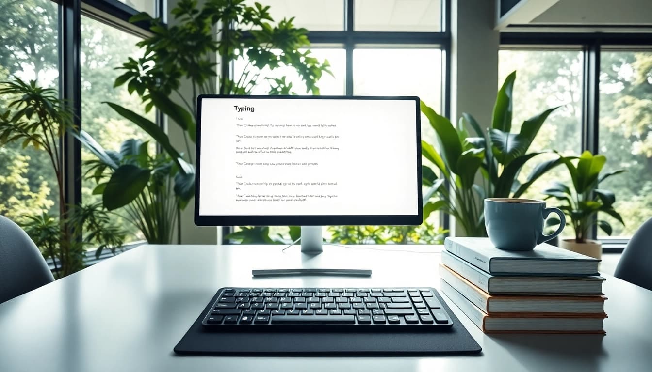 Enhance your skills at a professional typing center workstation with modern design and productivity tools.