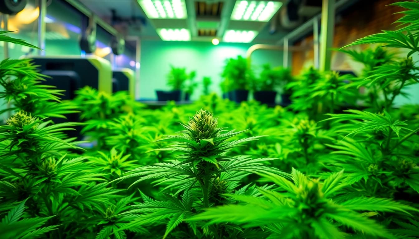 Cultivation of cannabis plants at Green Guyz cannabis club madrid showcasing healthy growth and vibrant environment.