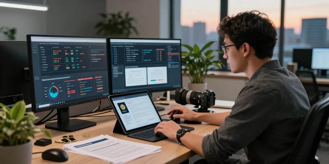 Expert analyzing recovery strategies to recover stolen cryptocurrency in a modern workspace.