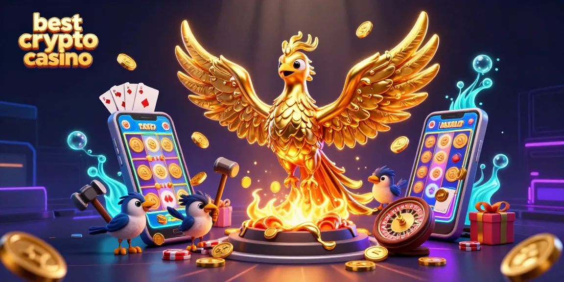 Plongez dans le meilleur crypto casino avec des machines à sous éclatantes et un phœnix d'or fabuleux.
