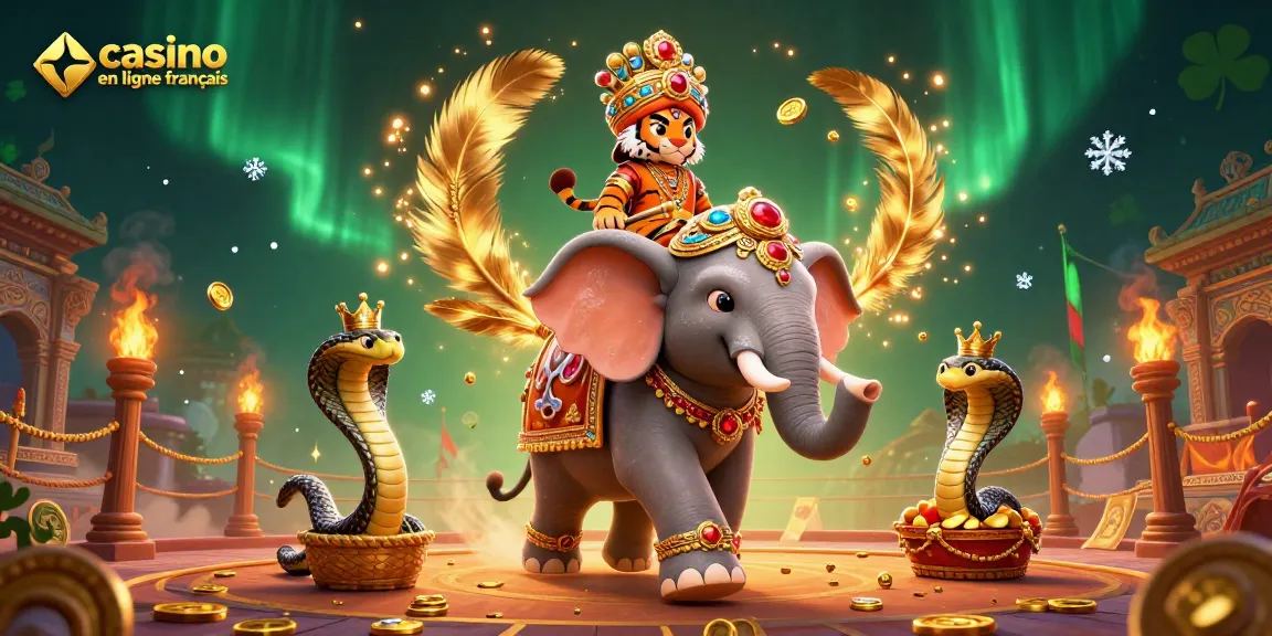 Le jeu sur un casino en ligne français où un tigre maharaja et un éléphant ornés s'affrontent.