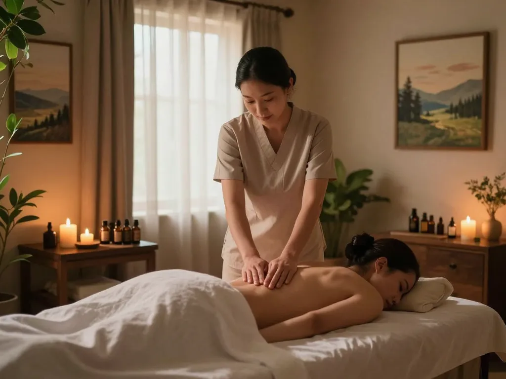 Relaxing Swedish massage experience at https://www.makangs.com/region/국내/서울-/마사지-스웨디시, showcasing a serene spa room and expert therapist.