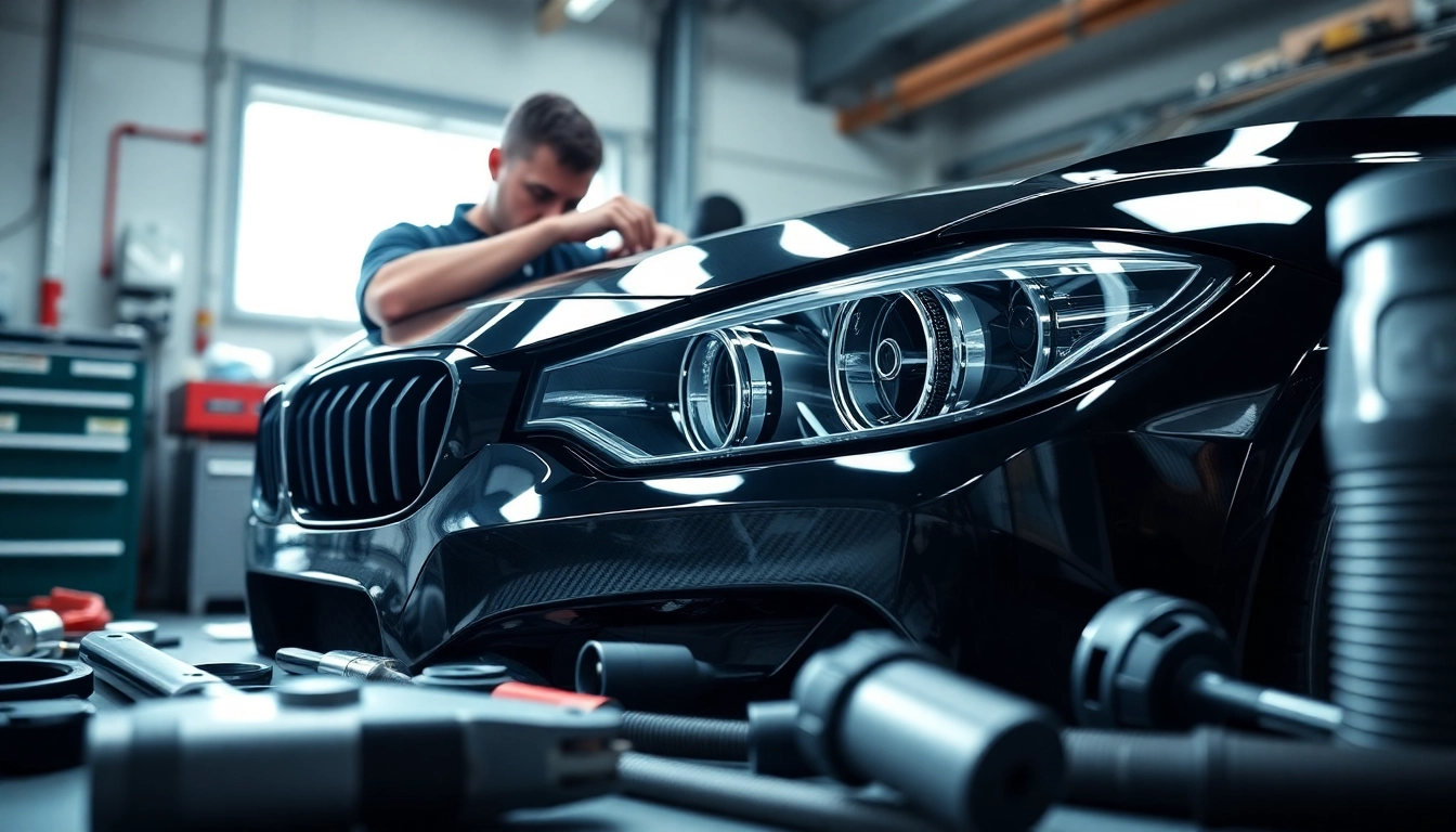 G80 M3 Carbon Fiber Headlight Delete showcased in a professional installation setting.