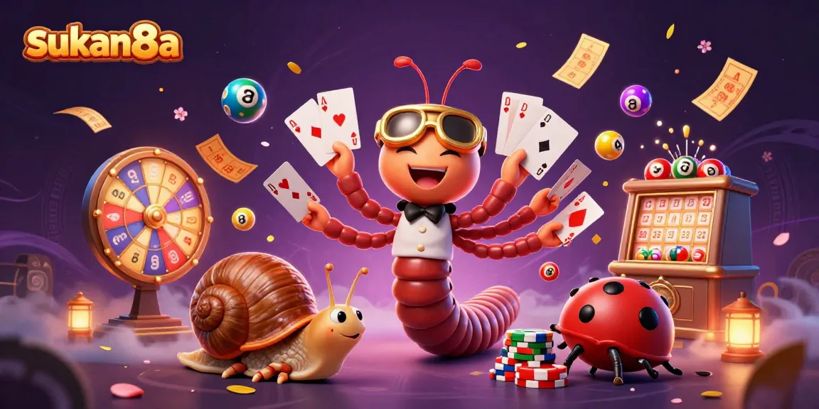 Participate in thrilling games at sukan8a's casino, featuring unique 3D characters and vibrant elements.