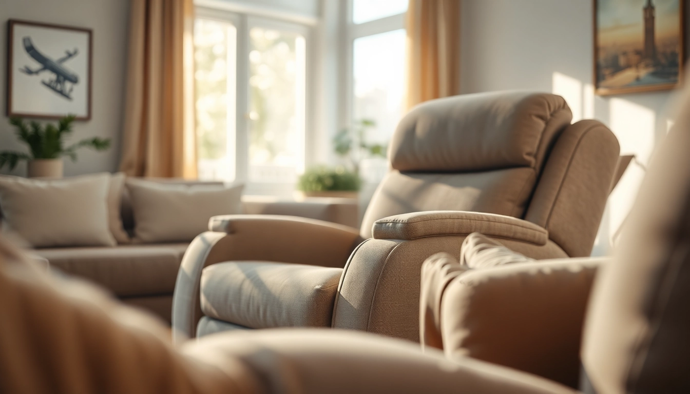 Relax in a recliner chair with massage and heat, emphasizing comfort in a cozy living room.