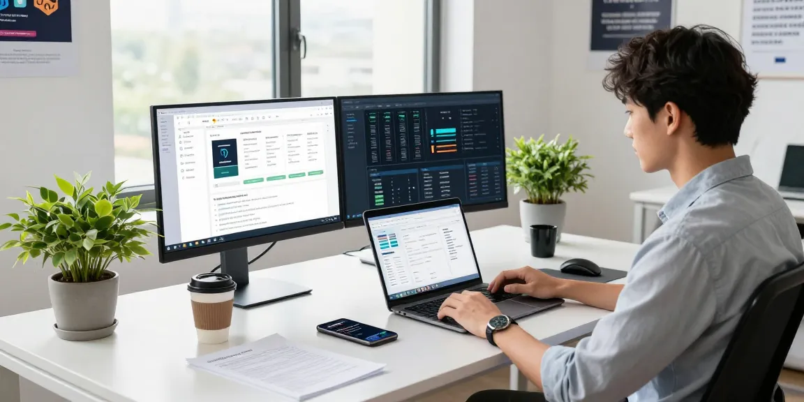Web hosting en Mexico showcased in a modern office setting with analytics and server management on screens.