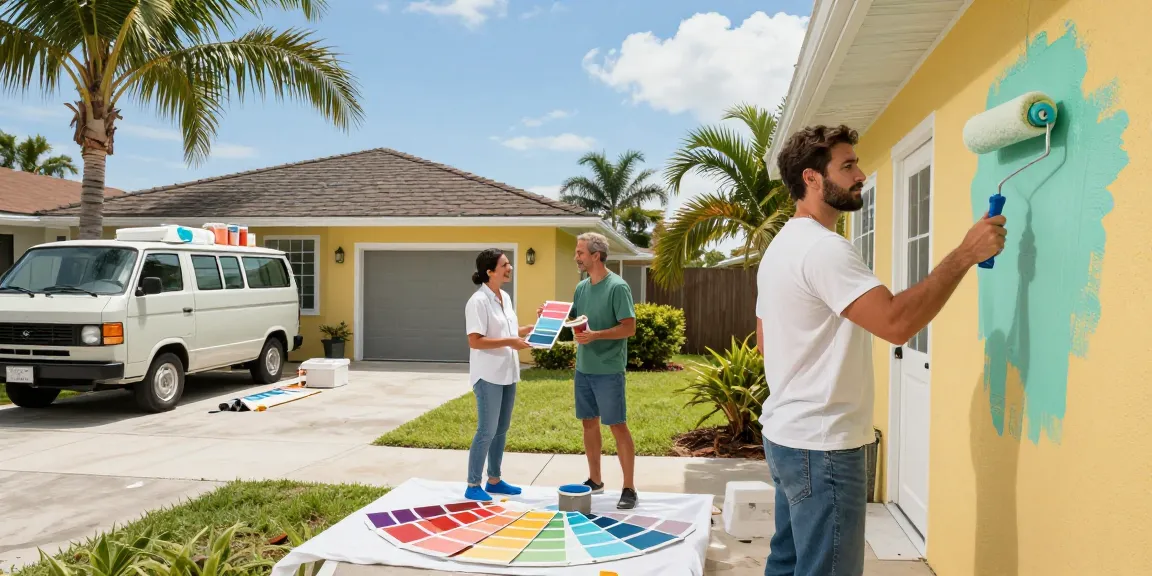 Painters in Sarasota County FL providing exceptional exterior painting services on a sunny day.