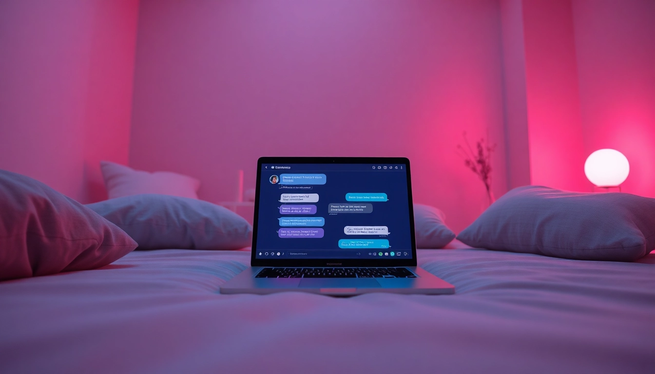 ai sexting conversation with a digital chatbot in a cozy setting