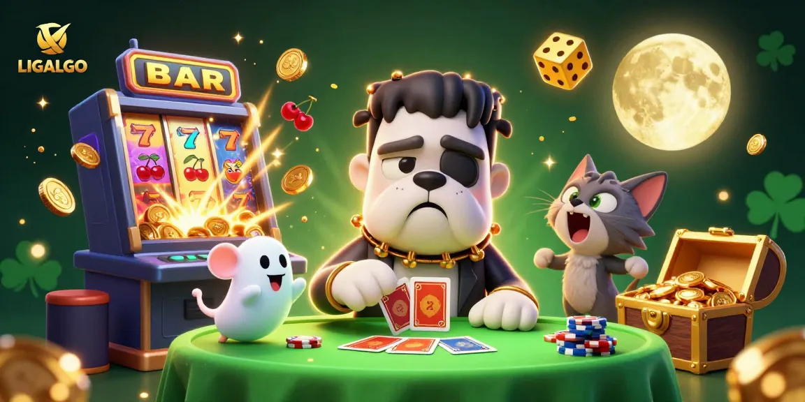 Experience thrilling gameplay at LIGALGO with dynamic card dealing and jackpot excitement in a colorful casino scene.
