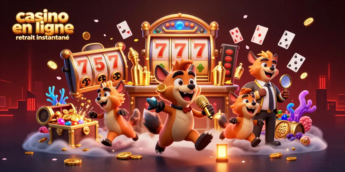 Jouez au casino en ligne avec retrait instantané, visualisé par des hyènes animées dans un club de casino comique.