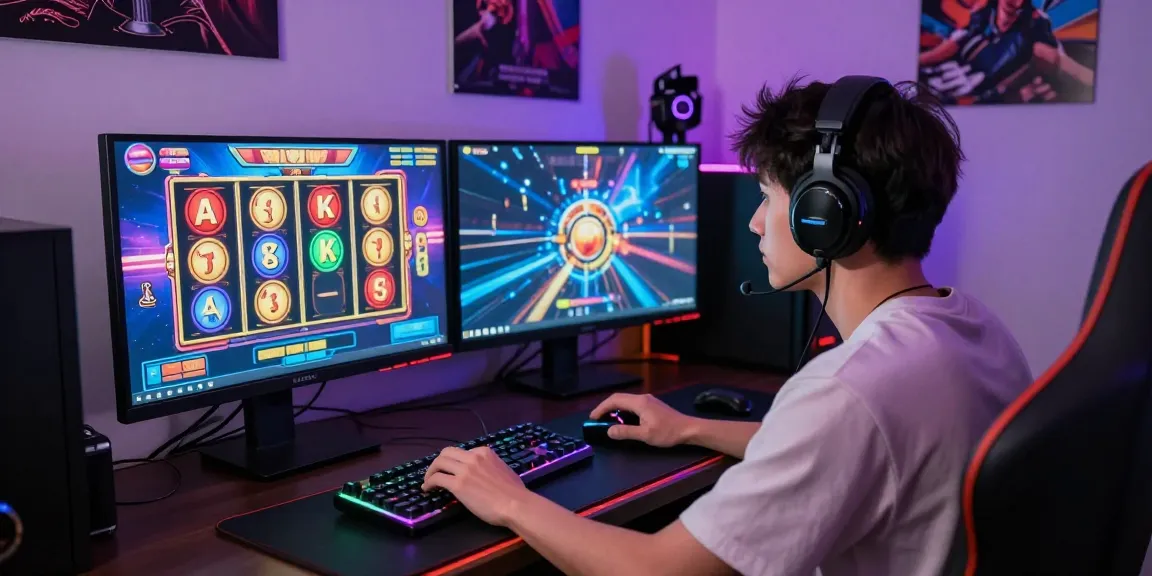 Player engaging with slot server kamboja game at a high-tech gaming setup.