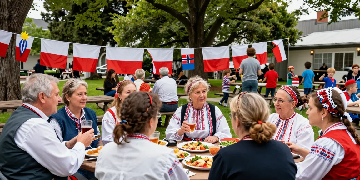 Community event celebrating Polish culture in San Francisco on https://www.sfpol.com/ with food, flags, and people.