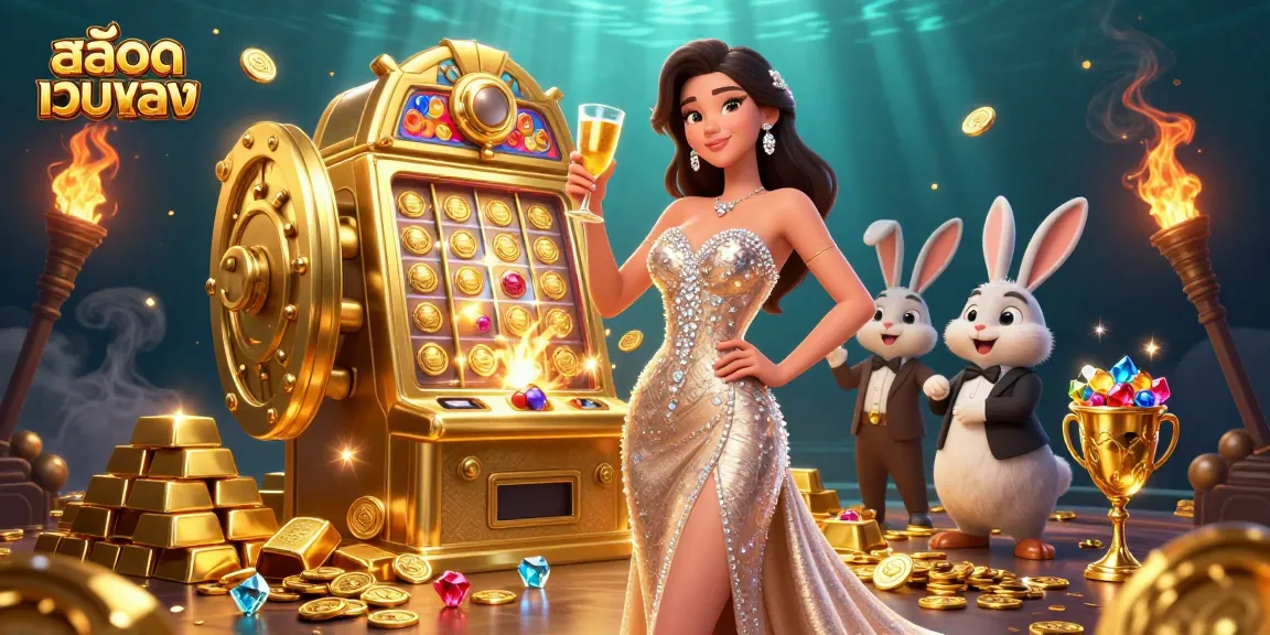 Experience the excitement of สล็อตเว็บตรง with vibrant jackpots and stunning visuals in this 3D illustration.