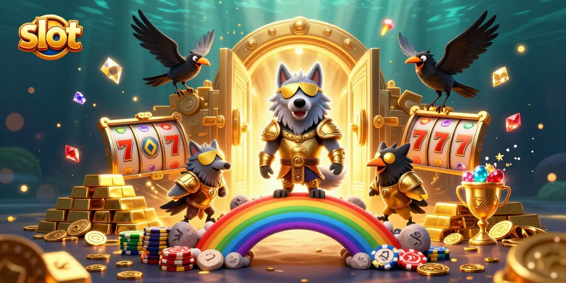 Spin vibrant slots with Odin and ravens in a treasure-filled casino world.