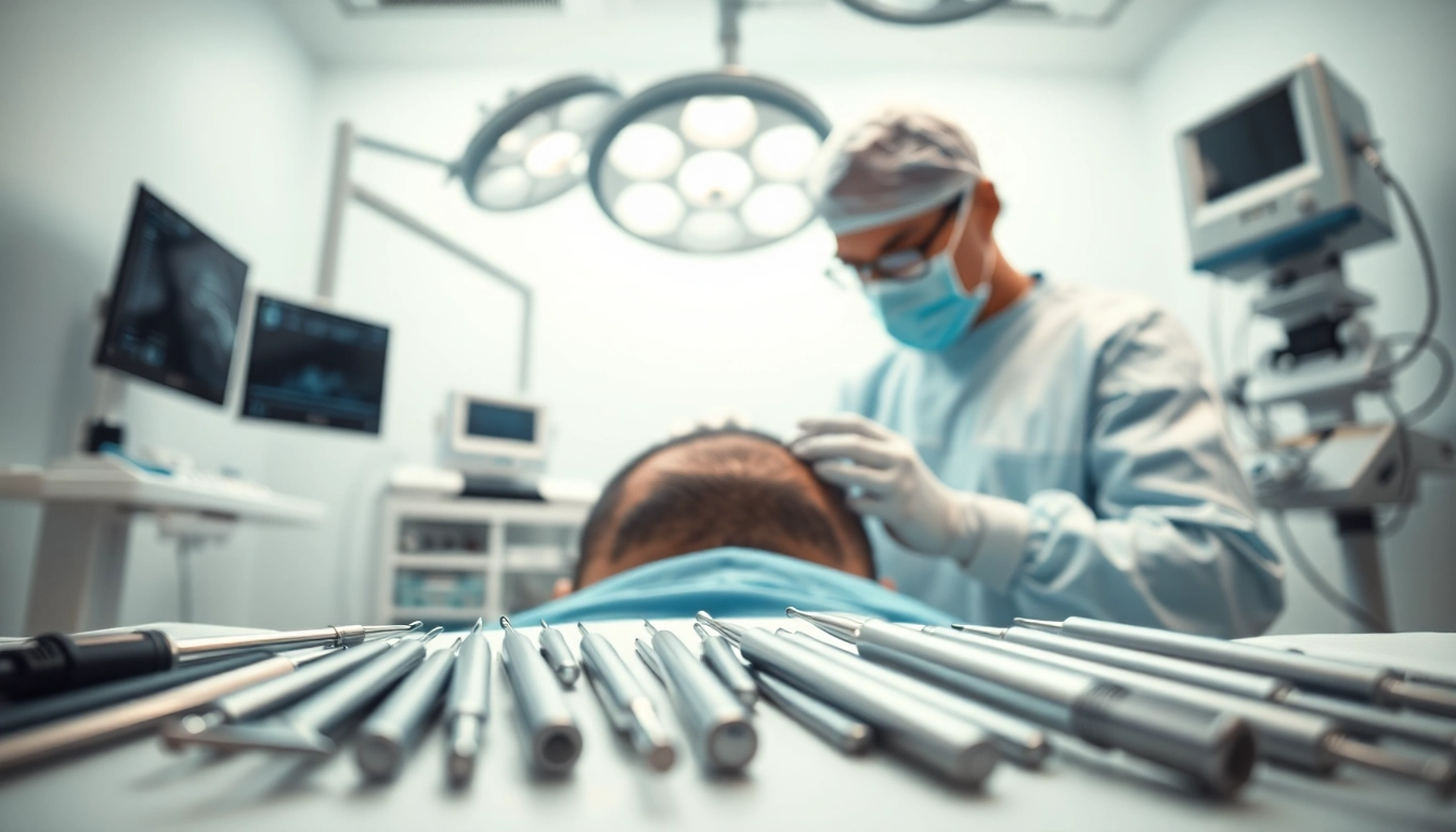 Expert performing a hair transplant istanbul procedure in a modern clinic setting.