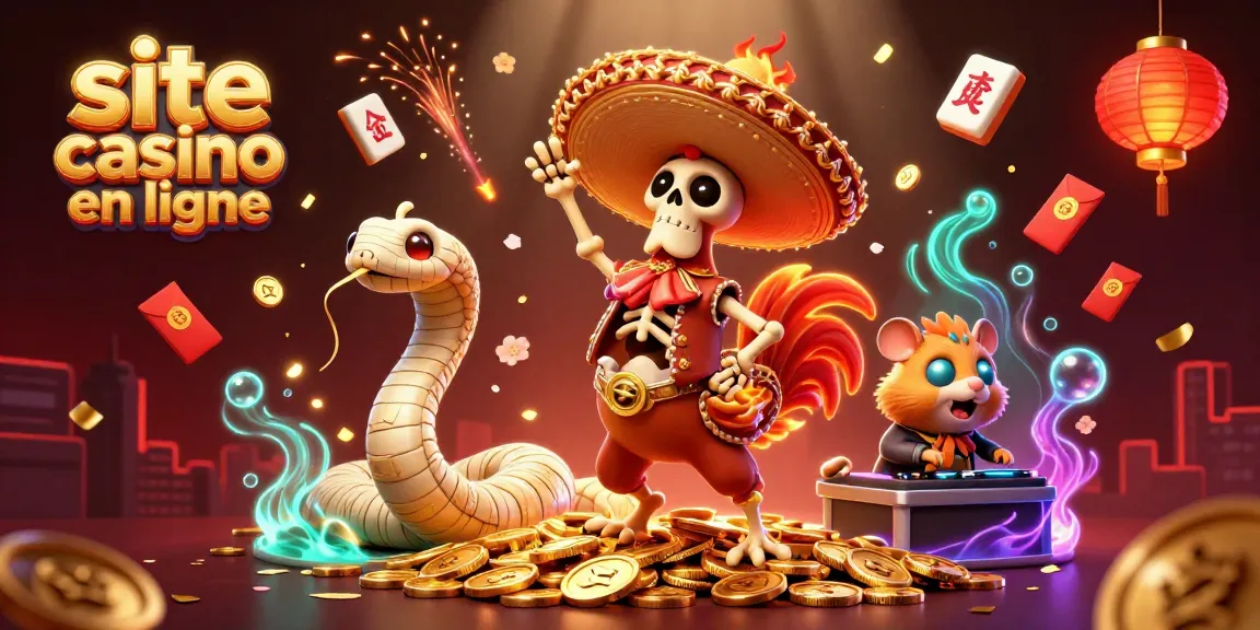 Le site casino en ligne fait vibrer avec une illustration dynamique d'un rooster mariachi dansant sur des pièces d'or.