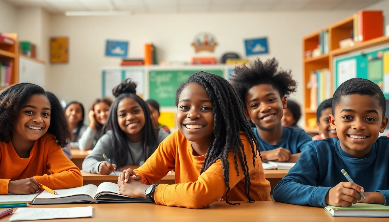 Educational scene highlighting diverse students learning in a modern classroom focused on education equity and innovation.