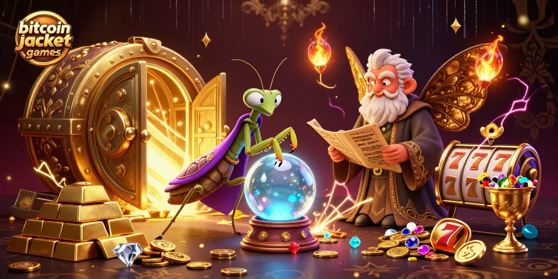 Experience thrilling bitcoin jackpot games with a mystical fortune teller and ancient librarian.