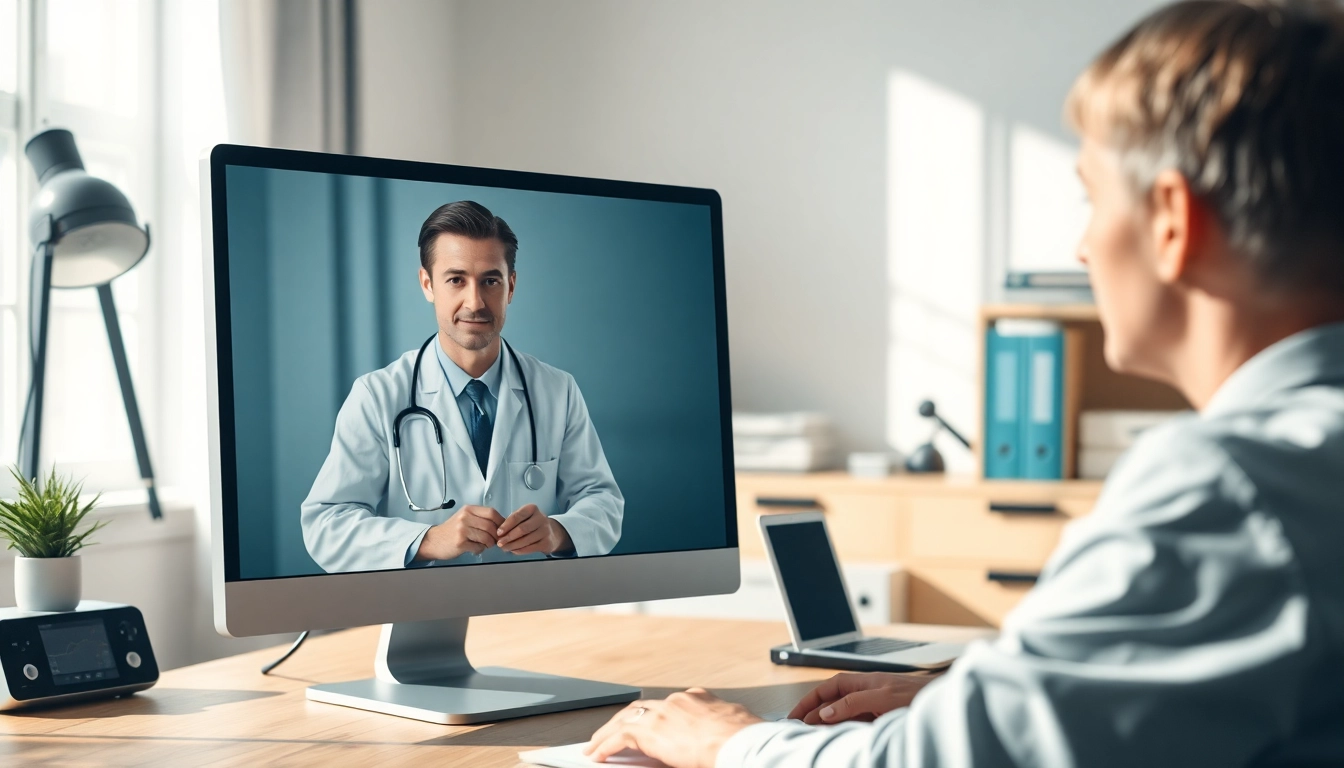 Engaging online urgent care doctor visit with a doctor consulting a patient remotely