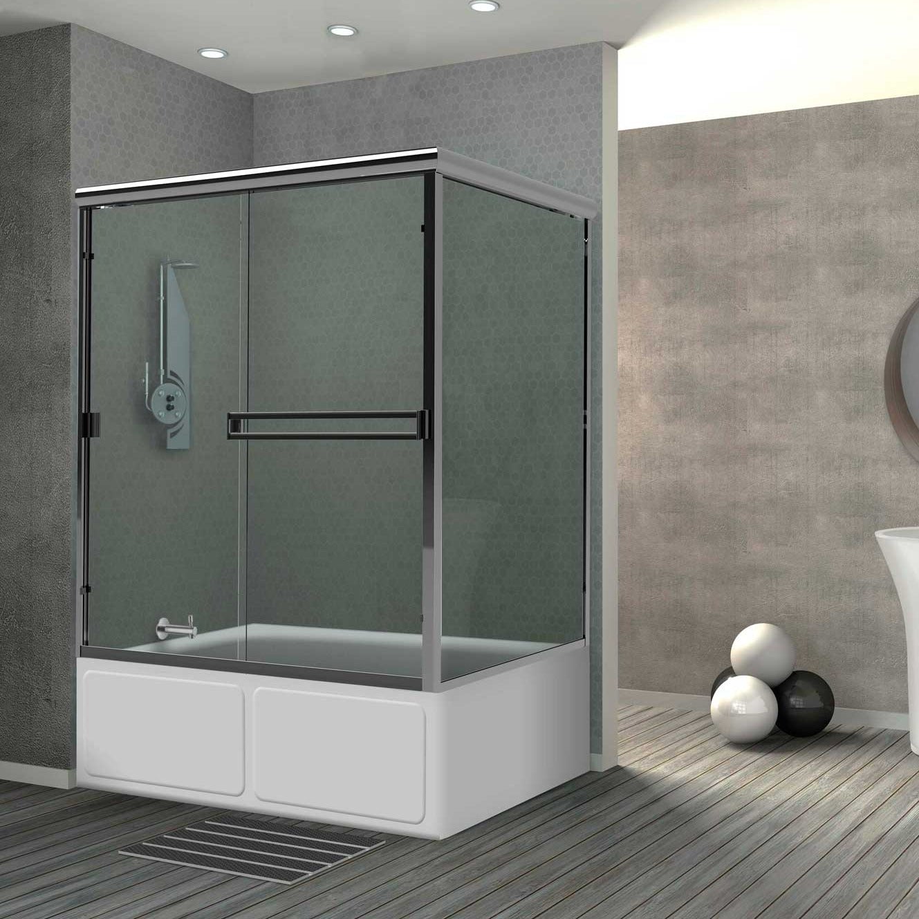 SUNNY SHOWER Sliding Glass Shower Doors for a Modern Bathroom