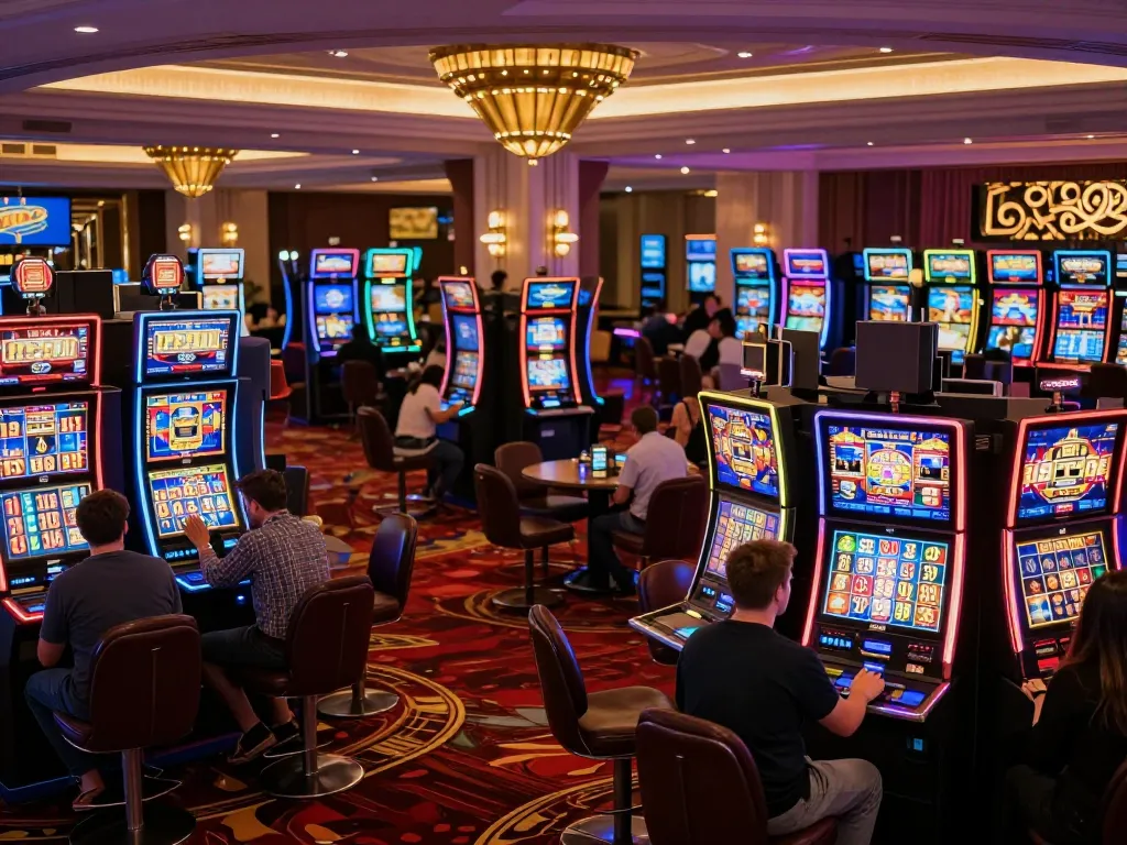 Players enjoying a thrilling experience with slot bet 200 on vibrant machines in a lively casino.