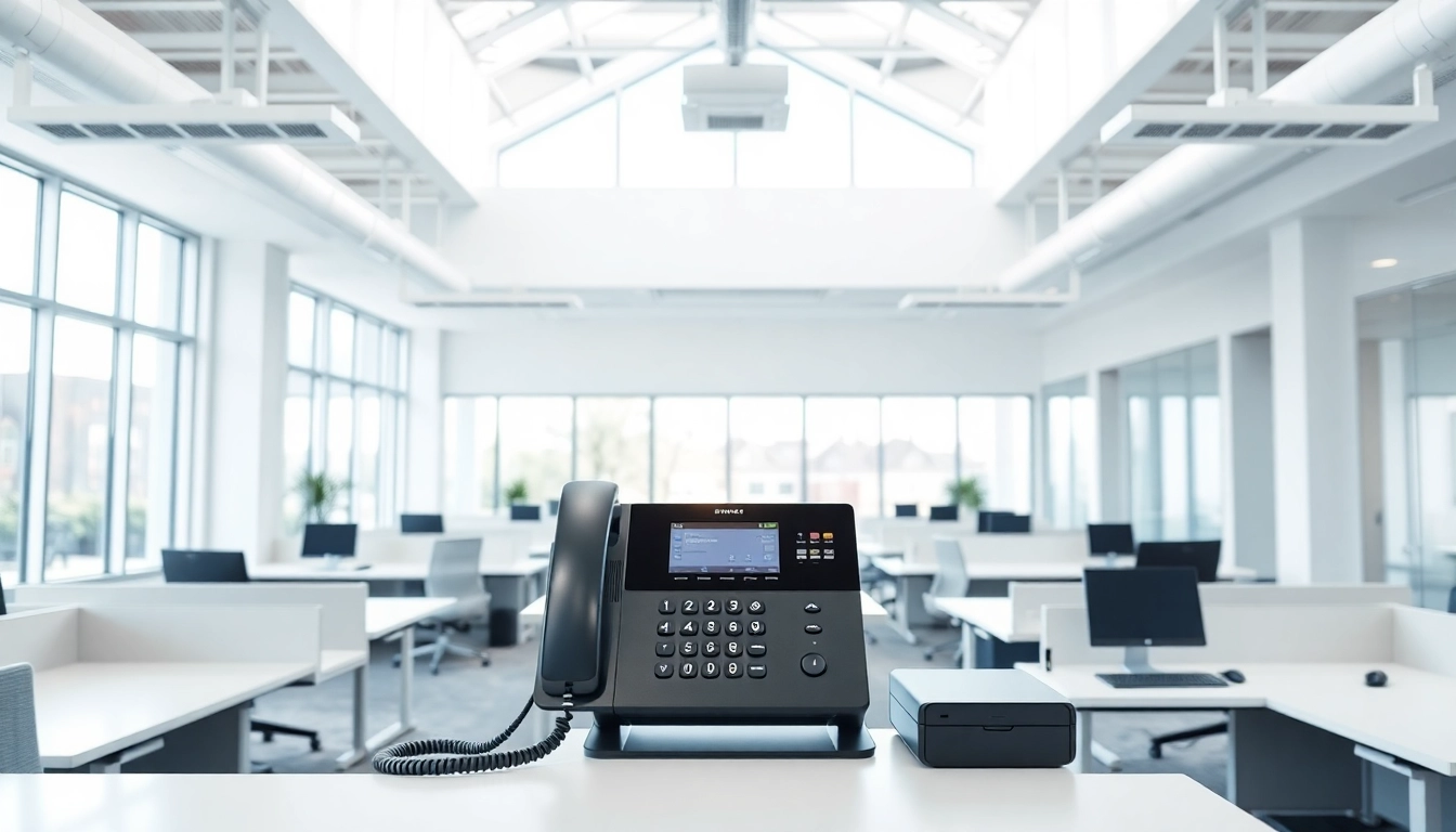 Showcasing phone systems for small business in a modern professional workspace.