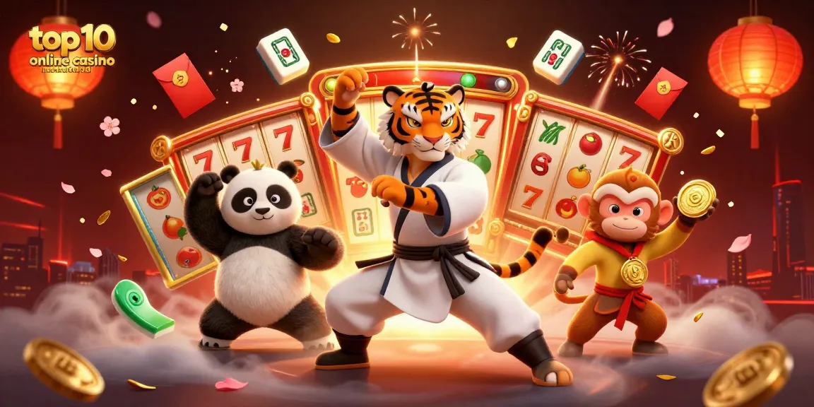 Experience excitement with top 10 online casino nederland illustrating a kung fu theme among vibrant gaming elements.