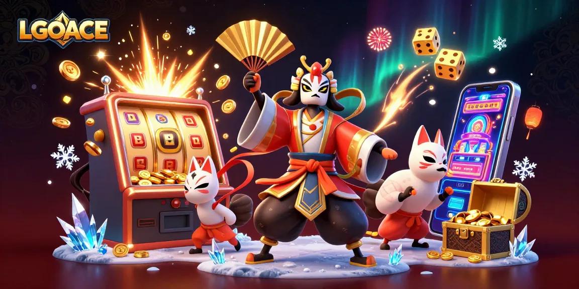 LGOACE showcases an exciting 3D casino scene with vibrant slot machine action and dynamic characters.