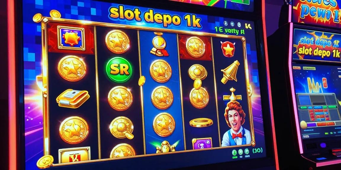 Exciting online gaming atmosphere featuring colorful slot games and a jackpot-winning interface showcasing slot depo 1k promotions.