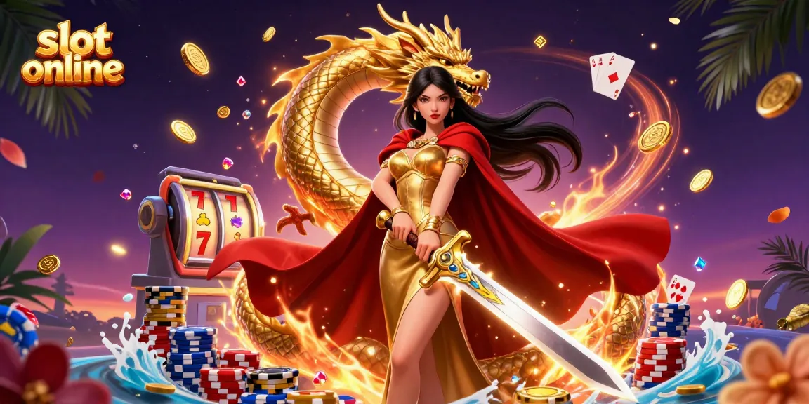 Spin the reels in captivating slot online games featuring a warrior queen and a golden dragon.