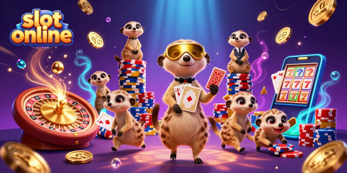 Win big with slot online at immersive 3D cartoon casino featuring meerkat dealers and rich gaming elements.