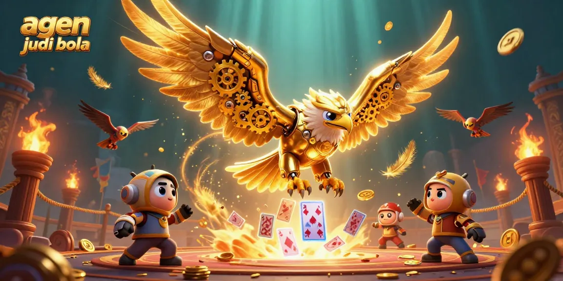 Experience the thrilling action of agen judi bola with a cybernetic eagle and dynamic betting elements.