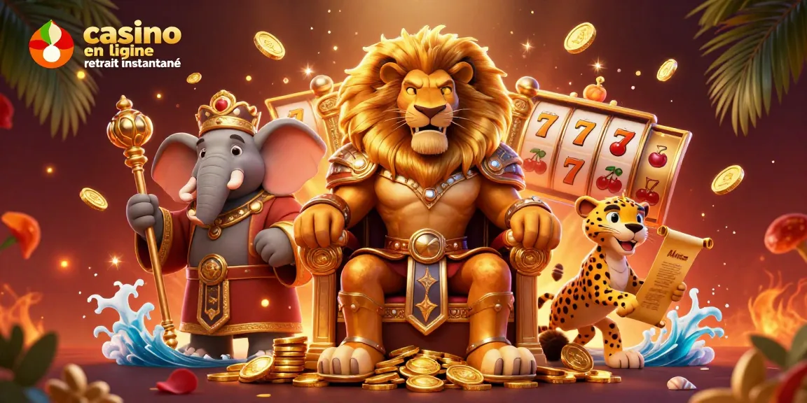 casino en ligne retrait instantané avec des jeux de machines à sous et des pièces d'or scintillantes