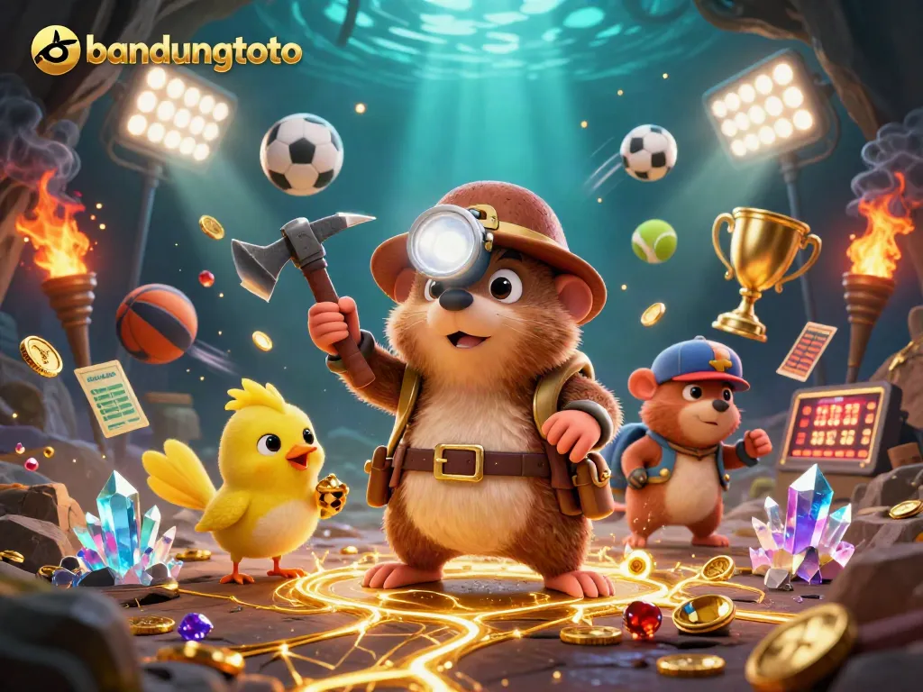 Engage with bandungtoto through gameplay, featuring a treasure hunter mole in a vibrant casino scene.