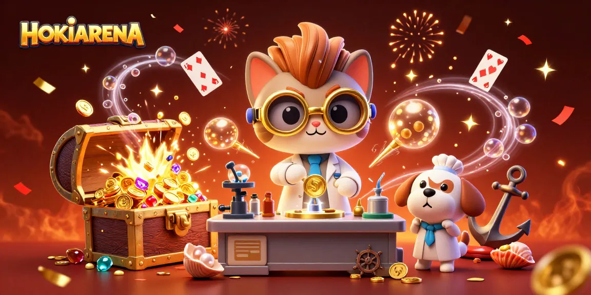 Permainan HOKIARENA menawarkan sensasi dengan penciptaan koin emas yang menarik dalam ilustrasi 3D.