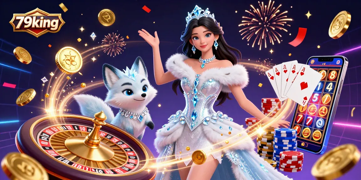 Experience thrilling gameplay at 79king with a stunning winter-themed casino scene featuring sparkling elements.