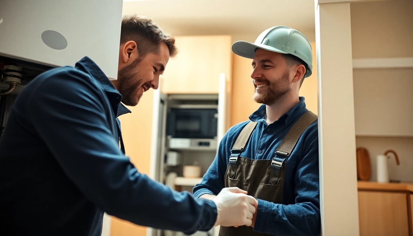 Gas engineer bristol performing a boiler installation in a modern kitchen setting.