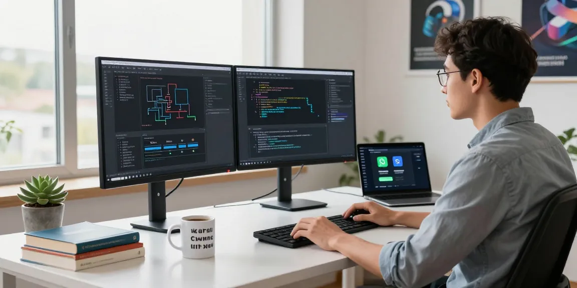 Developer coding in a modern home office for open claw personal AI assistant.
