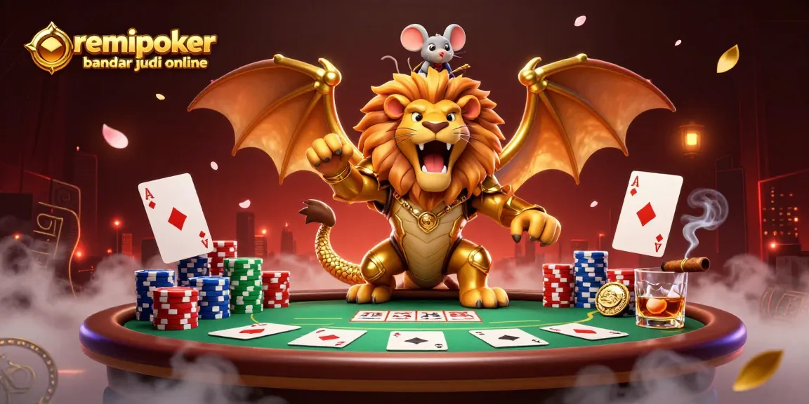 Experience the thrill at remipoker bandar judi online with poker games and majestic golden chimera creatures!