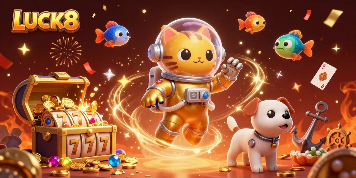 Experience the thrill with LUCK8 in this vibrant online casino scene filled with excitement and treasures.