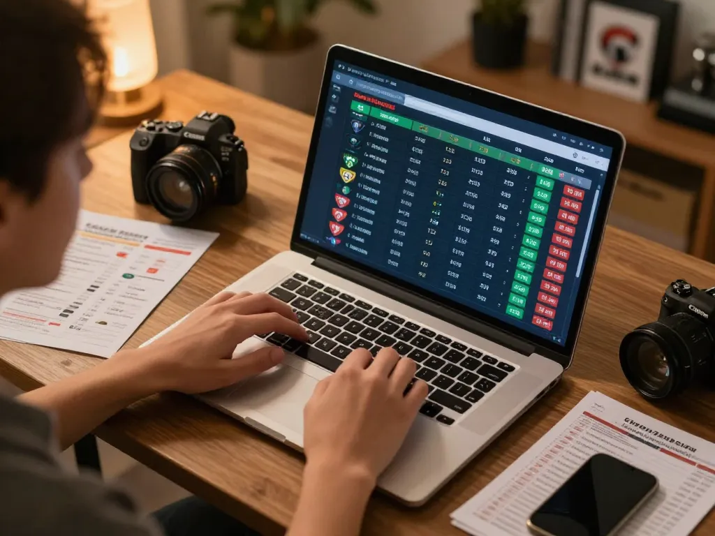 Placing bets on live sports events at 888top com in a modern home office.