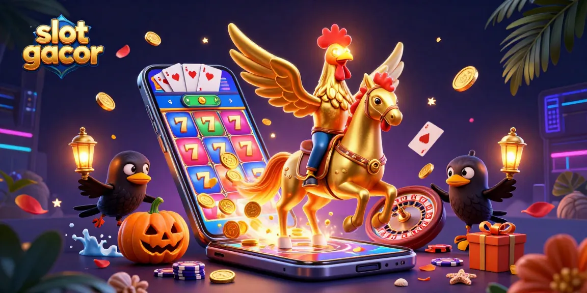 Experience thrilling slot gacor action with golden rooster and dynamic casino elements in vibrant 3D