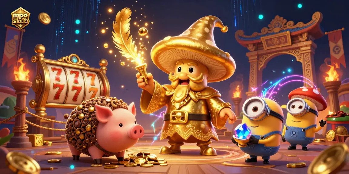Win with mpo slot luck by spinning golden reels amidst magical gaming elements.