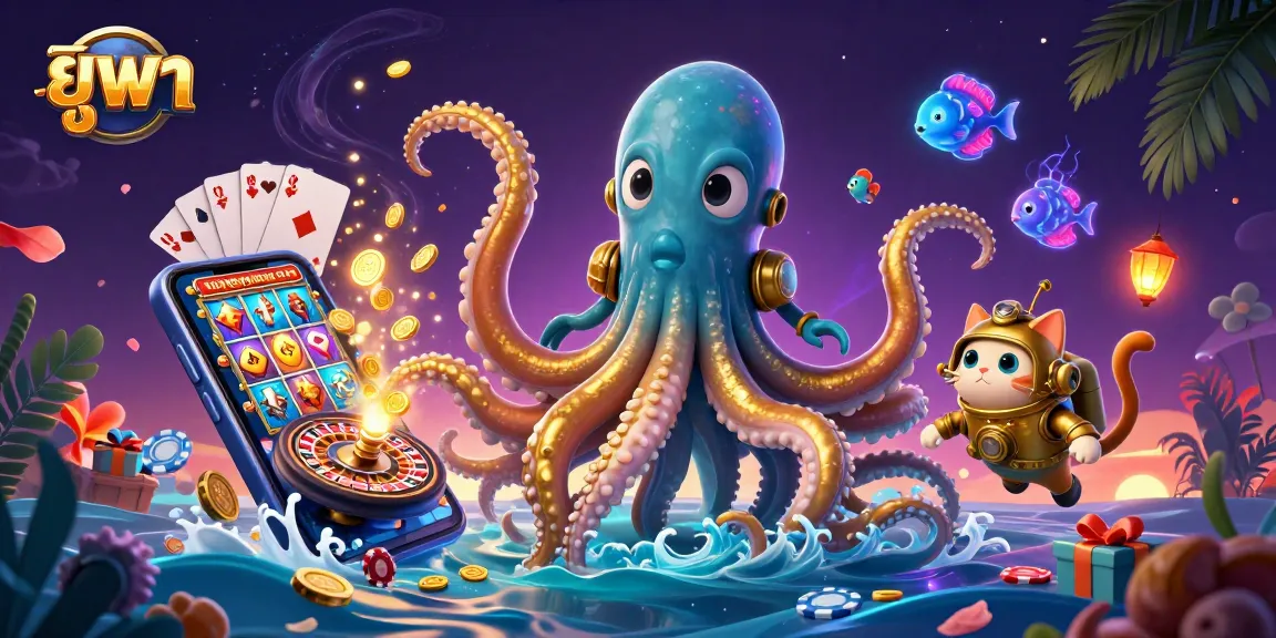Experience thrilling slot wins with ยูฟ่า where kraken and diving cat unite in a vibrant ocean casino.