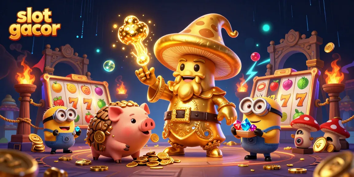 Spin the exciting slot gacor with a golden mushroom wizard and treasure-hunting companions.