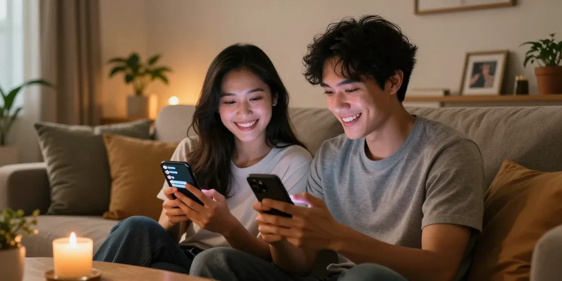 Sexting AI technology enhances intimate communication between a couple in a cozy home setting.