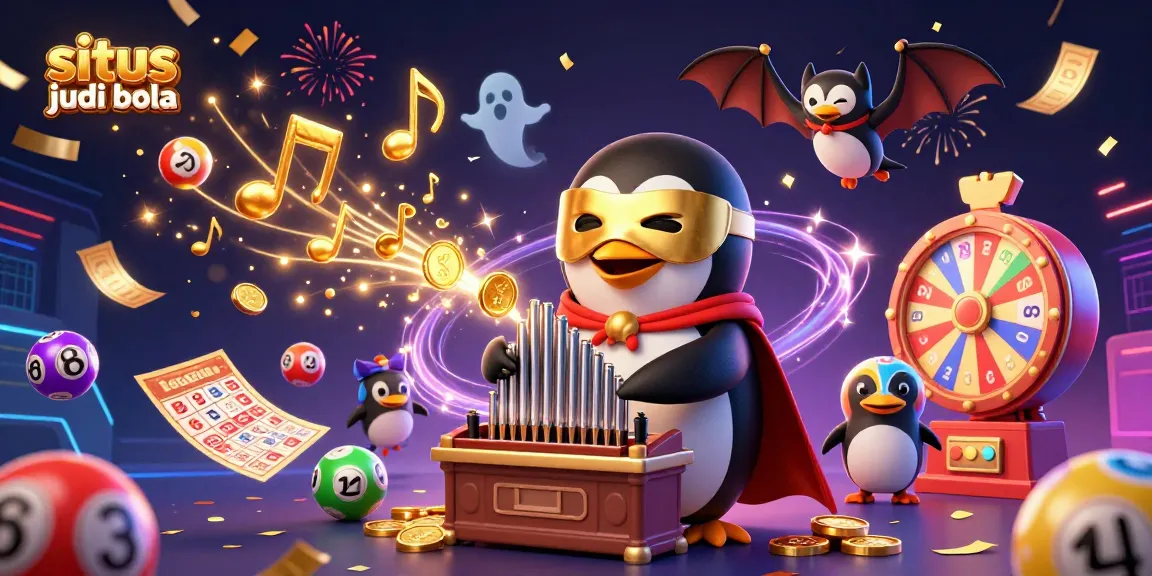 Engage with situs judi bola in a vibrant scene filled with gold coins and festive elements.